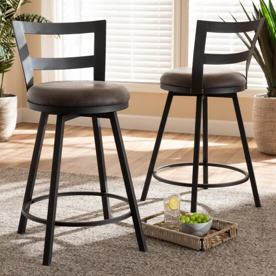 Deals π Carbon Loft Murdock Industrial Grey Fabric Pub Stool Set π - Image 6