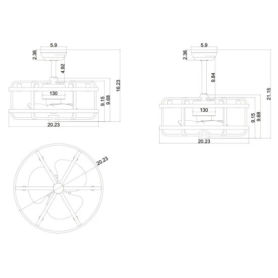 Promo 𧨠Carbon Loft Youngberg 3-blade Ceiling Fan With Caged Metal And Wood Frame (Includes Remote) π₯° - Image 3