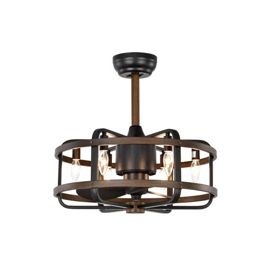 Promo 𧨠Carbon Loft Youngberg 3-blade Ceiling Fan With Caged Metal And Wood Frame (Includes Remote) π₯° - Image 4