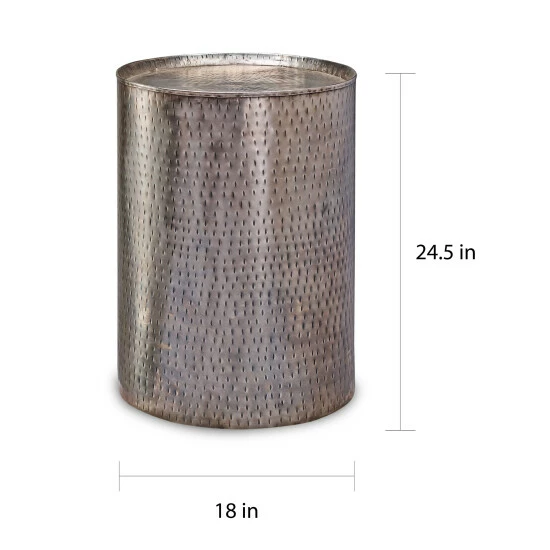Best Sale π₯° Carbon Loft Wadia Distressed Pewter π¨ Hammered Metal End Table β¨ - Image 3