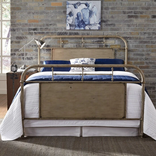 Best Sale β Carbon Loft Vintage Series Distressed Metal Queen Bed - Vintage Cream π₯