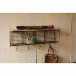 Best deal 💯 Carbon Loft McClarnon Large Wire Mesh Four Horizontal Cubbies With Wooden Top 🎉
