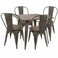 Best Sale 🛒 Carbon Loft Samira 5-piece Industrial Farmhouse Dining Set Antique 🧨
