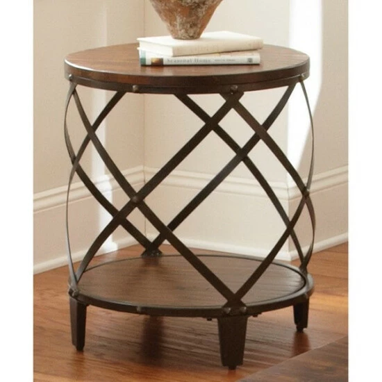 Discount π Carbon Loft Fischer Solid Birch/ Iron Round End Table π―