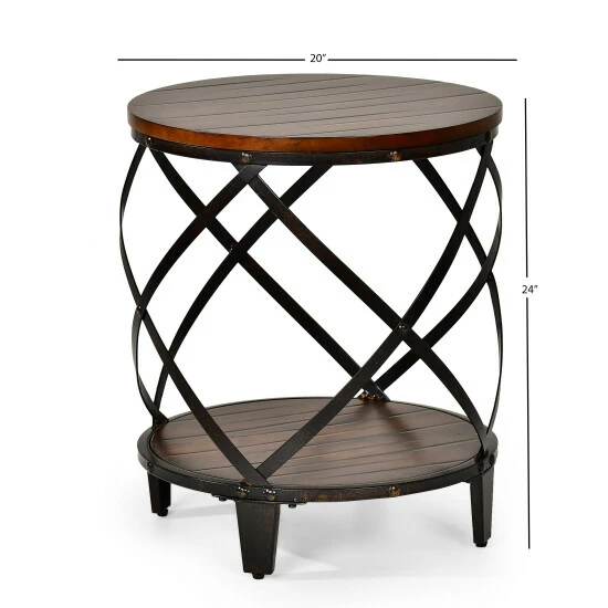 Discount π Carbon Loft Fischer Solid Birch/ Iron Round End Table π― - Image 4