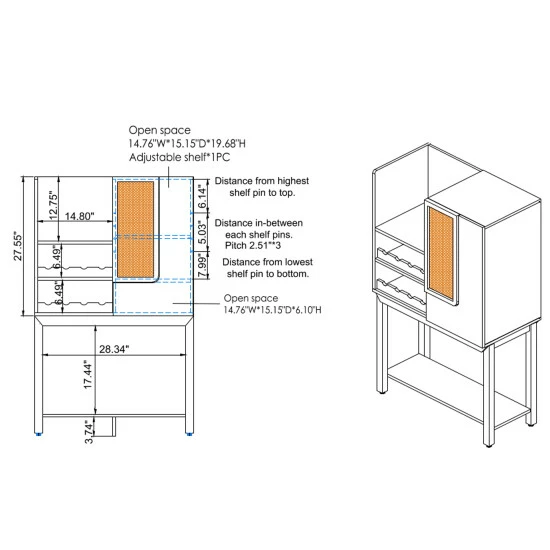 New π Carbon Loft Cassini Farmhouse Reclaimed Oak Kitchen Hutch π - Image 8
