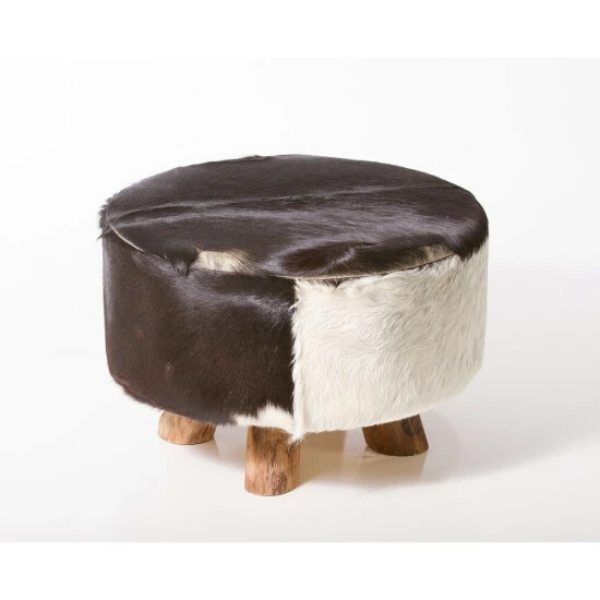 Discount π Carbon Loft Ocepek Round Leather Genuine Hide Ottoman β€οΈ