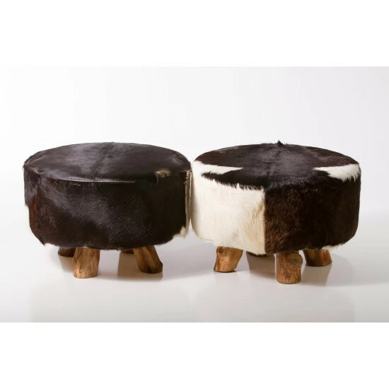 Discount π Carbon Loft Ocepek Round Leather Genuine Hide Ottoman β€οΈ - Image 4