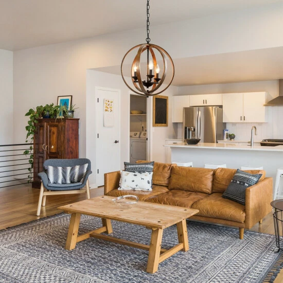 Wholesale β Carbon Loft Farmhouse 3-Light Brown Chandelier Globe Pendant Lighting - W 15.5 "x H 18 " π - Image 5