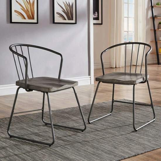 Outlet π₯° Carbon Loft Amalfi Iron And Grey Finish Dining Chair (Set Of 2) π§¨