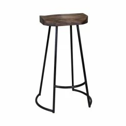 New 🤩 Carbon Loft Jannes Sculpted Solid Wood Seat Bar Stool With Wrought Iron Base With Foot Rest 😀