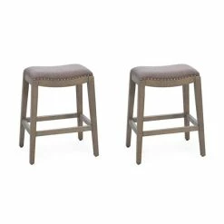 Promo ✨ Carbon Loft Batson Modern French Style Counter Stool Grey Velvet (Set Of 2) 🤩