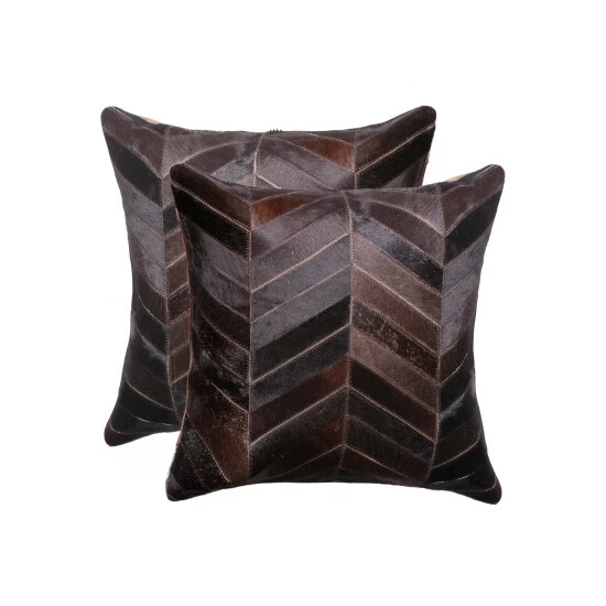 Discount π Carbon Loft Grijalva Chocolate Chevron Cowhide Pillow (Set Of 2) π