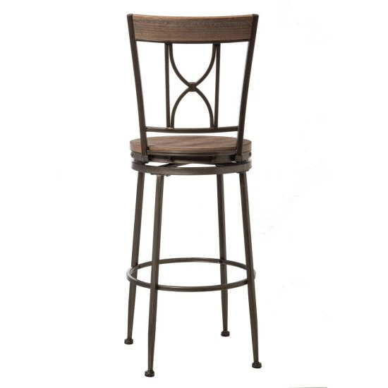 Buy π₯° Carbon Loft Rutherford Brushed Steel Metal Distressed Brown And Grey Finished Wood Swivel Bar Stool - 20.5"W X 17.75"L X 48"H β - Image 2