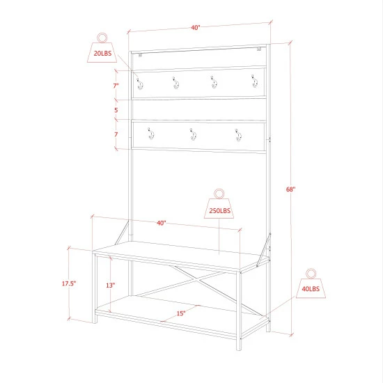 Deals π€© Carbon Loft Mathieu Hall Tree With 2-tier π Shoe Storage Bench - 40" X 15" X 68" π - Image 8