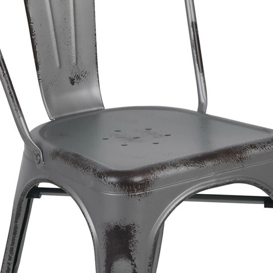Brand new βοΈ Carbon Loft Fong Distressed Silver Metal Indoo/r Outdoor Stackable Chair π - Image 8