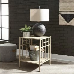 Hot Sale π Carbon Loft Vintage Series Distressed Metal Open Night Stand - Vintage Cream π