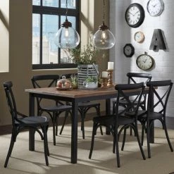 Wholesale β Carbon Loft Vintage Series Distressed Metal 7 Piece Rectangular Table Set π
