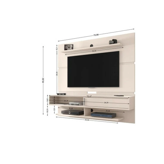 New π Carbon Loft McNeil Floating Entertainment Center With Shelves Rustic Brown And Yellow π€© - Image 3