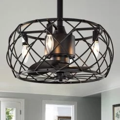 New 👏 Carbon Loft Abrar Matte Black 3-blade Ceiling Fan With Open Metal Frame (Includes Remote) 🤩