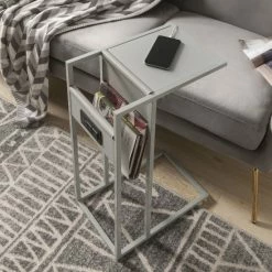 Discount π Carbon Loft Guerino C-table With USB Ports/Outlets And Magazine Storage White/gold β