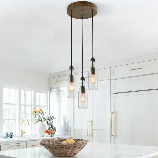 Brand new π― Carbon Loft Latrice Glass 3-light Kitchen Island Pendant For Dining Room - D 11 "x H 11.2 " βοΈ - Image 3