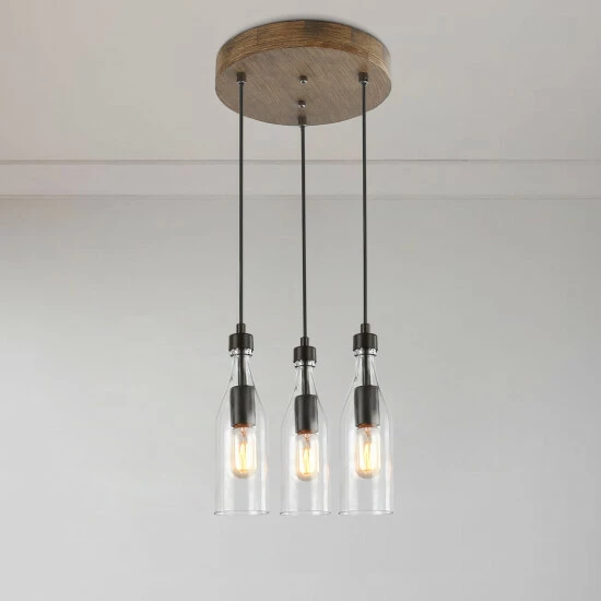 Brand new π― Carbon Loft Latrice Glass 3-light Kitchen Island Pendant For Dining Room - D 11 "x H 11.2 " βοΈ - Image 5