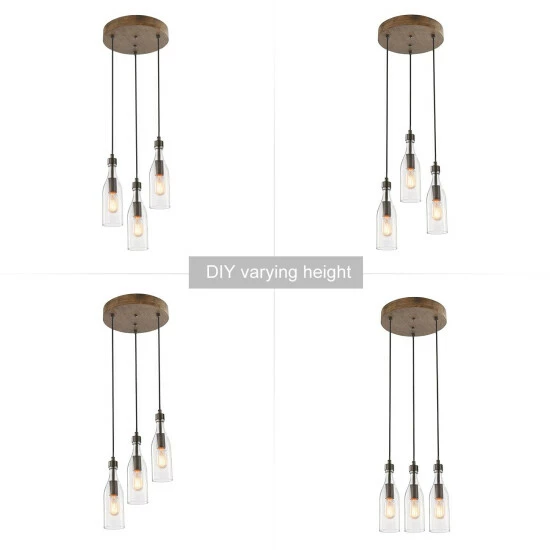 Brand new π― Carbon Loft Latrice Glass 3-light Kitchen Island Pendant For Dining Room - D 11 "x H 11.2 " βοΈ - Image 7