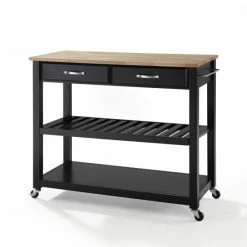 Buy 👏 Carbon Loft Edwin Black Wood Kitchen Cart 🔔