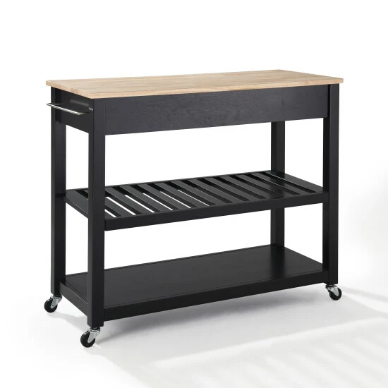 Buy π Carbon Loft Edwin Black Wood Kitchen Cart π - Image 2