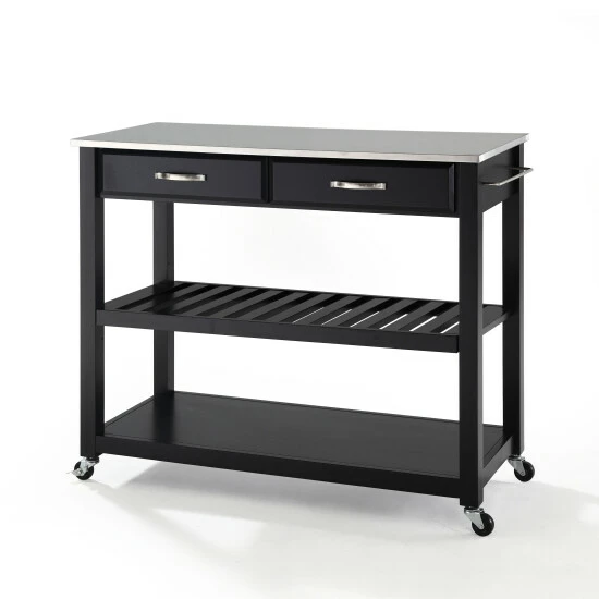 Best Sale β Carbon Loft Edwin Black Stainless Steel Top Kitchen Cart π