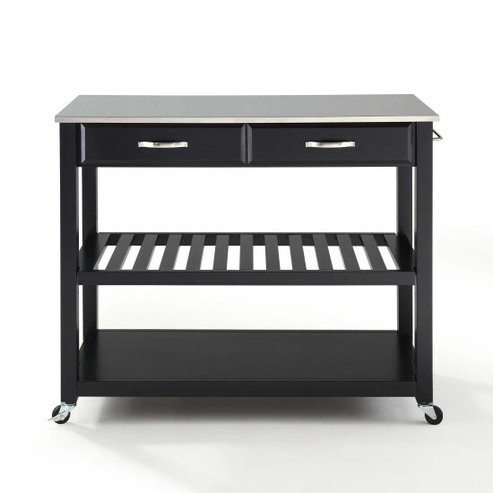 Best Sale β Carbon Loft Edwin Black Stainless Steel Top Kitchen Cart π - Image 3