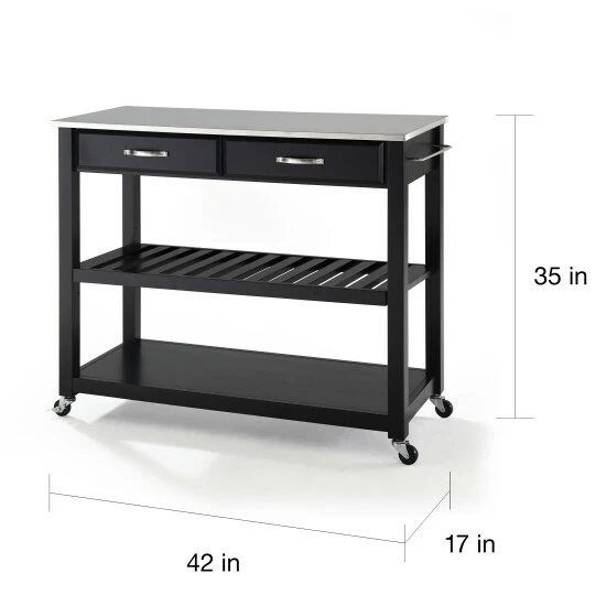 Best Sale β Carbon Loft Edwin Black Stainless Steel Top Kitchen Cart π - Image 4