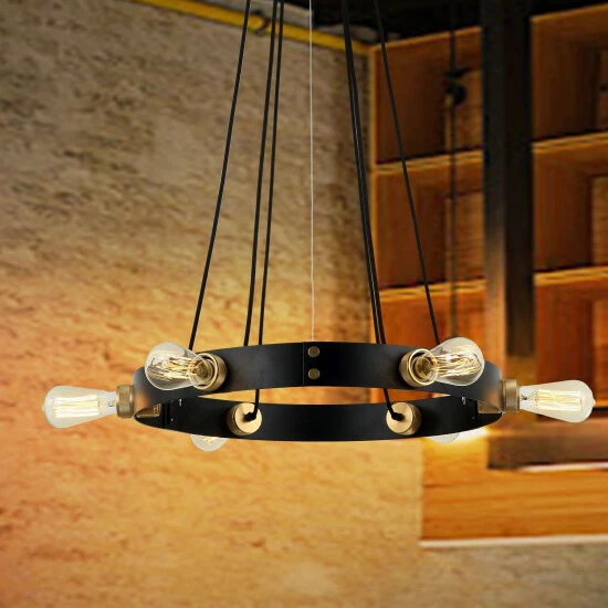 Outlet π Carbon Loft Brito 6-light Round Strap Band Antique Bronze Chandelier π―