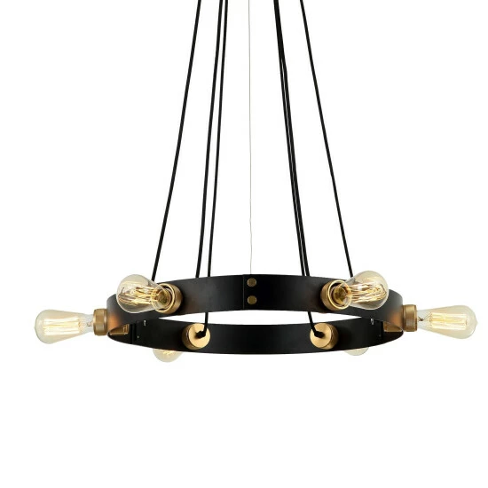 Outlet π Carbon Loft Brito 6-light Round Strap Band Antique Bronze Chandelier π― - Image 2