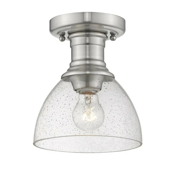 Promo π Carbon Loft Barton Semi-flush Mount Fixture Pewter With Seeded Glass β¨ - Image 3