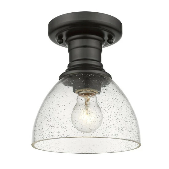 Promo π Carbon Loft Barton Semi-flush Mount Fixture Pewter With Seeded Glass β¨ - Image 4