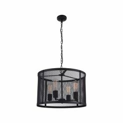 Wholesale 😉 Carbon Loft Poultney 4-light Drum Chandelier With Reddish Black Finish 🧨