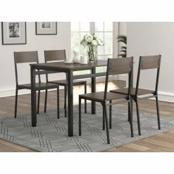 Cheapest ✔️ Carbon Loft Huggins Dark Brown And Black 5-piece Dining Set ✔️