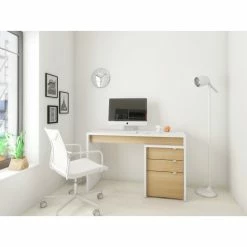 New 😀 Carbon Loft Esper 2-Piece Home Office Set In Natural Maple And White ✨