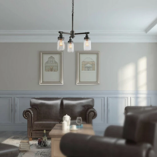 Best reviews of π Carbon Loft TerraNova 3-light Glass Jar Chandelier - W16.9" X H23.5" 𧨠- Image 4