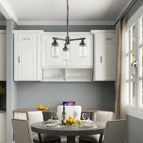 Best reviews of π Carbon Loft TerraNova 3-light Glass Jar Chandelier - W16.9" X H23.5" 𧨠- Image 5