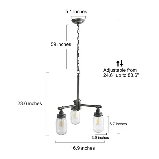 Best reviews of π Carbon Loft TerraNova 3-light Glass Jar Chandelier - W16.9" X H23.5" 𧨠- Image 6