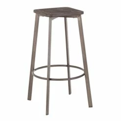 Outlet ❤️ Carbon Loft Barton Backless Square Industrial Bar Stools (Set Of 2) Antique/espresso 🎉