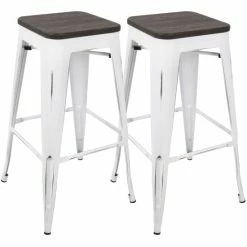 Cheapest ✨ Carbon Loft Samira 30-inch Industrial Barstool With Vintage White Frame And Espresso Wood ⭐
