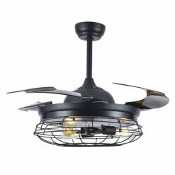 Discount ✔️ Carbon Loft Startoni 42-inch Modern Industrial Cage Ceiling Fan - 42 Inches Black 🌟