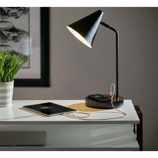 Best Sale π Carbon Loft Melville Matte Black And Walnut Wireless Charging Desk Lamp π€© - Image 7