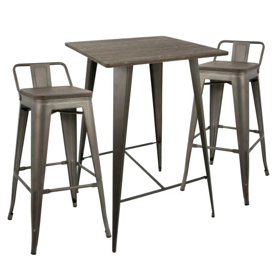 Discount π Carbon Loft Samira 3-piece Industrial Low Back Pub Set - N/A Grey π - Image 2