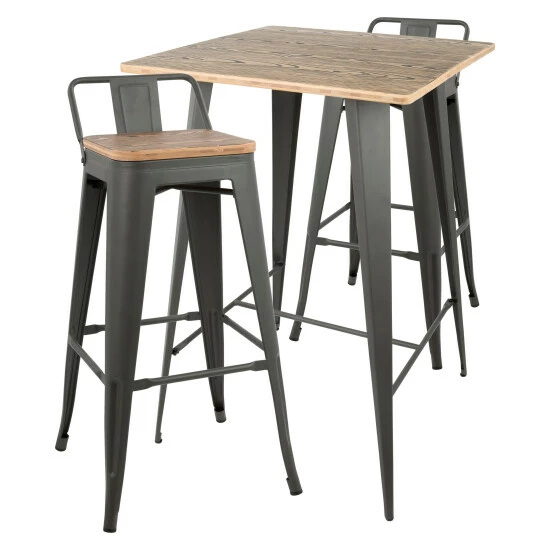 Discount π Carbon Loft Samira 3-piece Industrial Low Back Pub Set - N/A Grey π - Image 3