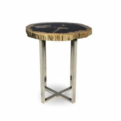 Cheap ⭐ Carbon Loft Jacinta Handmade End Table Natural Light, Polished Chrome 🥰